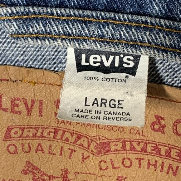 Levis Men’s Jean Jacket Size Large Cropped Denim 100% Cotton - Picture 14 of 16
